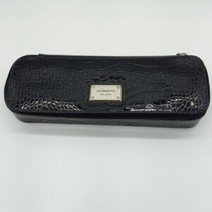 Liz Claiborne‎ Black Faux Croc Jewelry Travel Bag Pouch Organizer Zipper